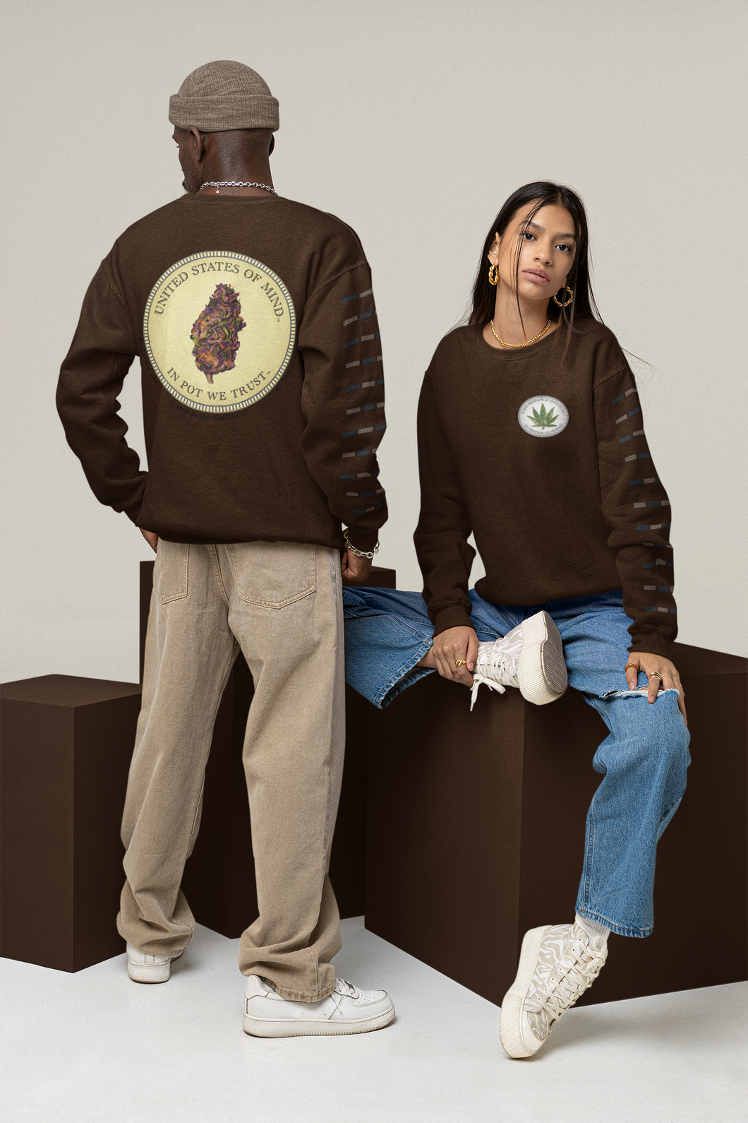 Unisex Organic Double Print Sweatshirt - United States of Mind™ In Pot We Trust™ - Sustainable Clothing