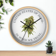 Load image into Gallery viewer, Wooden Wall Clock - United States of Mind™ In Pot We Trust™
