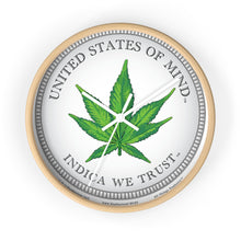 Load image into Gallery viewer, Wooden Wall Clock - United States of Mind™ Indica We Trust
