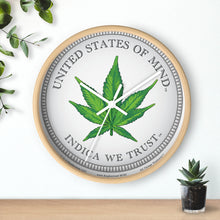 Load image into Gallery viewer, Wooden Wall Clock - United States of Mind™ Indica We Trust
