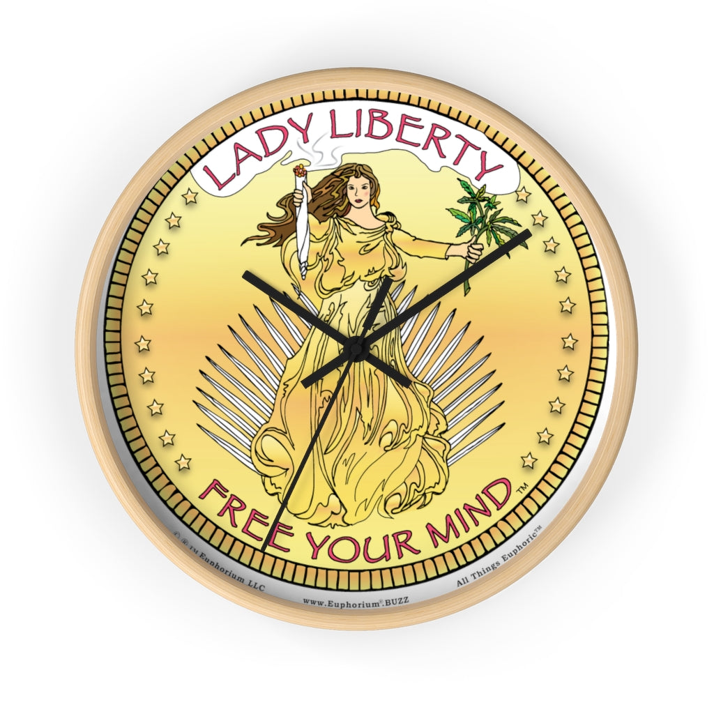Wooden Wall Clock - Lady Liberty Free Your Mind™